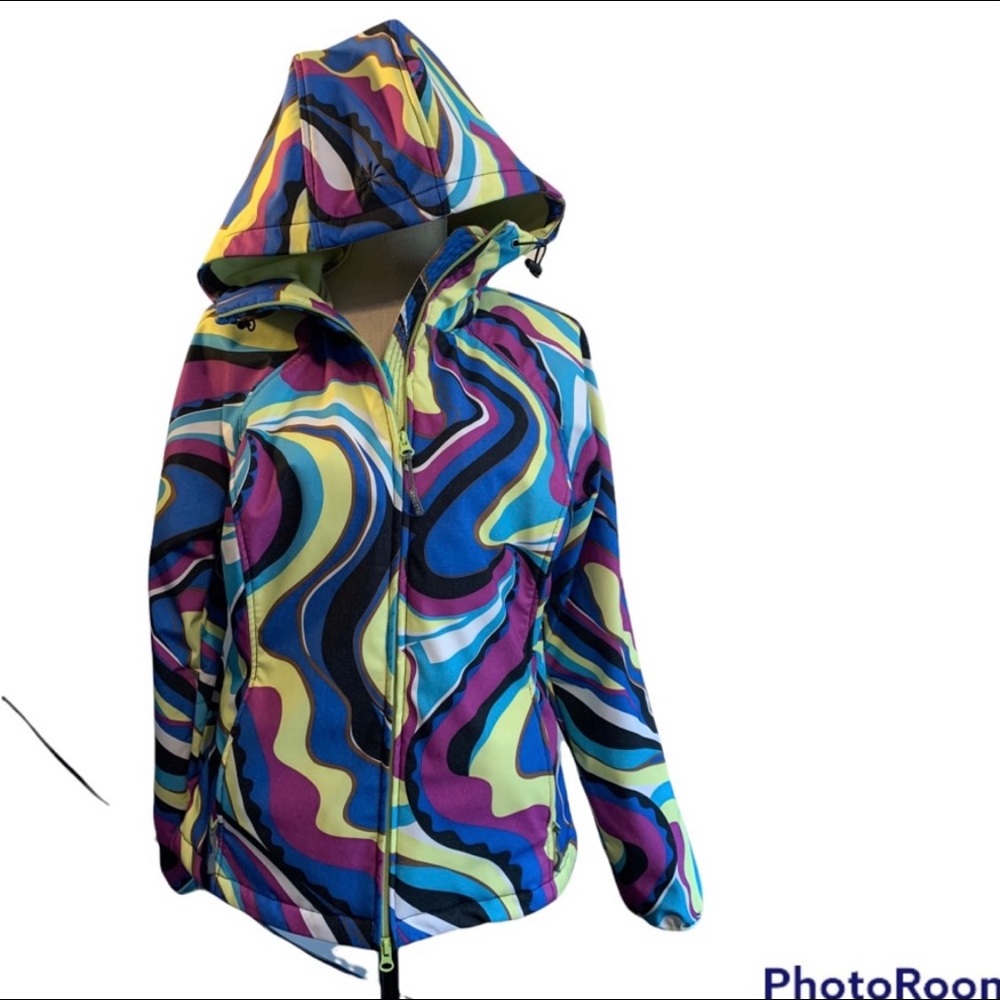 Athleta bright swirl ski jacket fleece lined